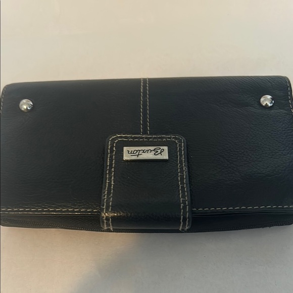 Burton Black Leather Wallet with Contrast Stitching - Picture 8 of 9